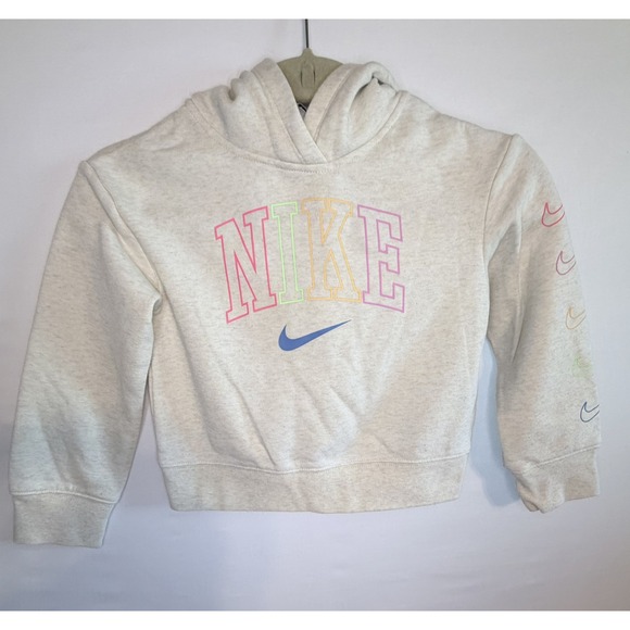 Nike Other - Nike Girls Gray Pullover Hoodie Size 6 Long Sleeve Graphic Print Logo